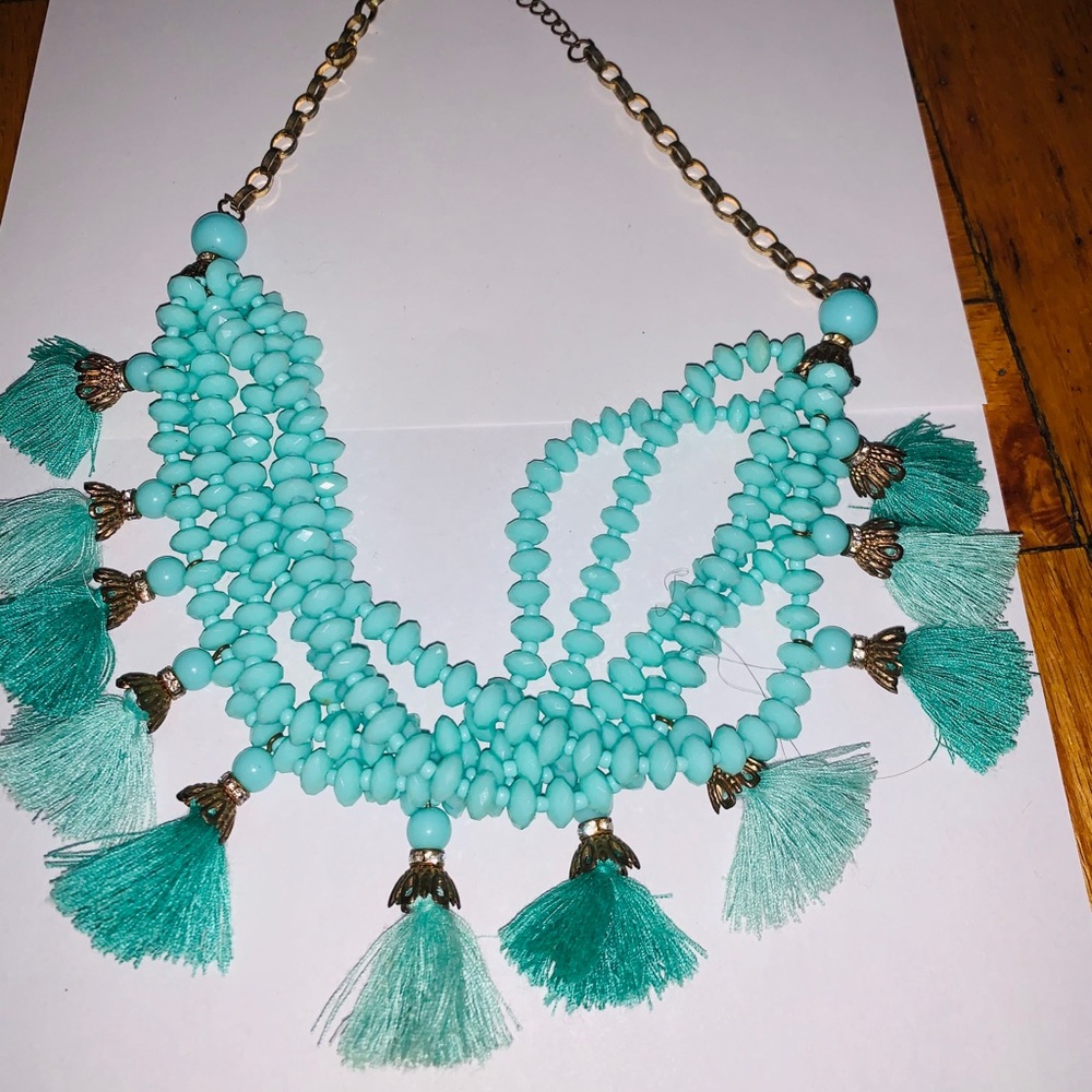 Aqua Green Blue statement necklace